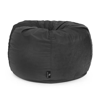 Luxe Decora Nest Soft Suede Bean Bag with Removable Layer | Washable | Perfect for Indoor Relaxation | Kids & Adults | Soft Velvet Finish | Filled with Polystyrene Beads (Black, Large)