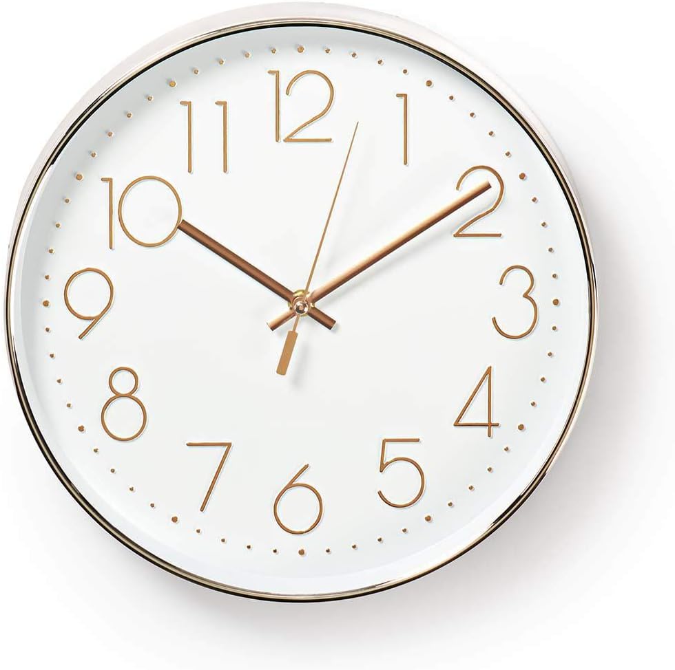 Nedis White and Silver Circle Wall Clock - CLWA015PC30SR - 30cm Diameter