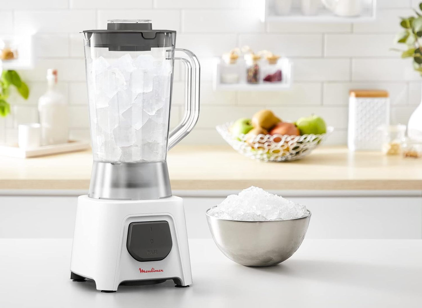 MOULINEX Blender | BlendForce XXL Jar 2.8 L Blender Smoothie Maker | Mixer | 600 W | 2 Attachments | 2.8L XXL Plastic Jar| 6 Powelix Blades | Ice Crush | 2 Speeds | 2 Years Warranty | LM458127