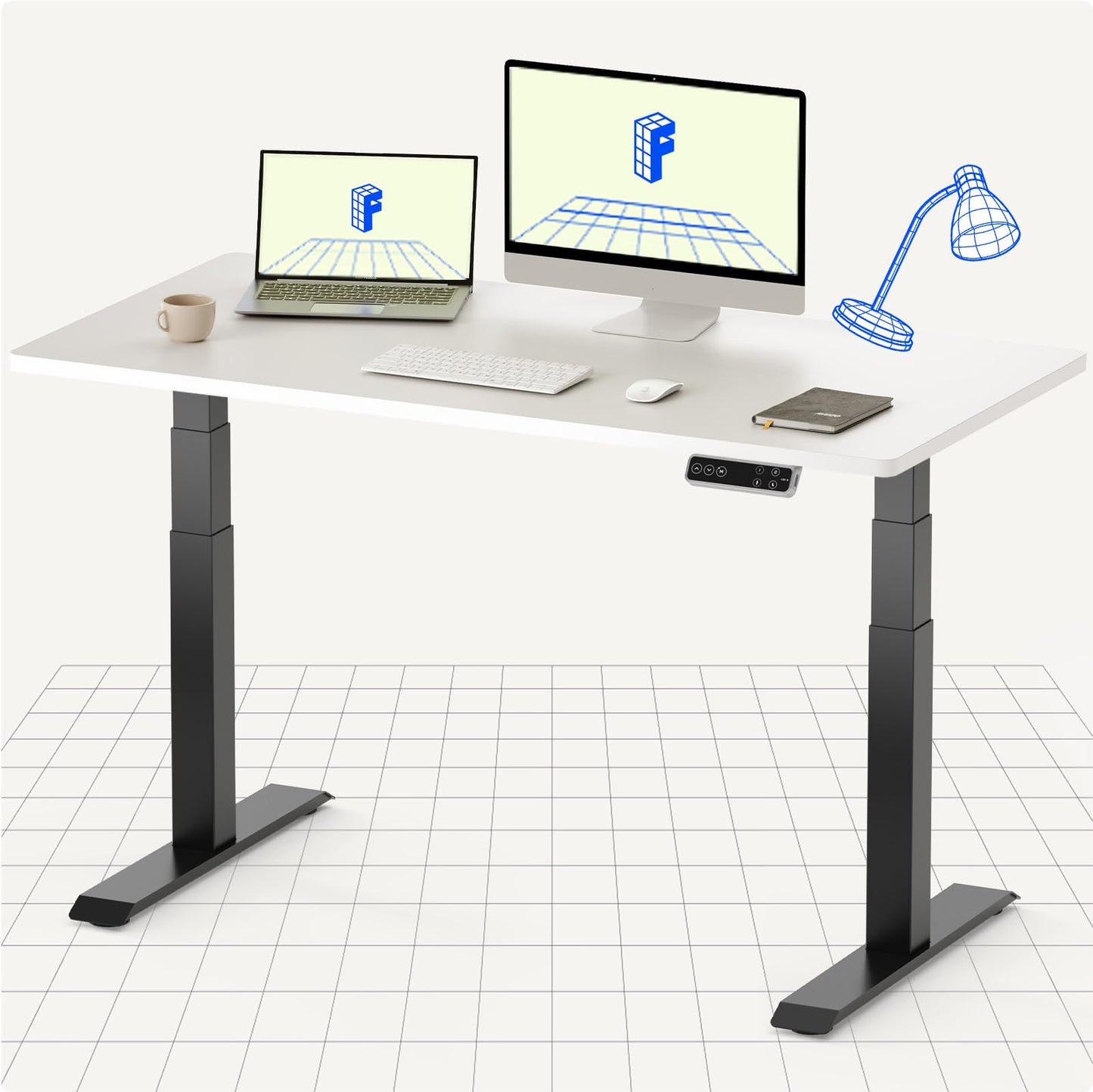 FLEXISPOT Electric Standing Desk E7, Height Adjustable Desk with Whole-Piece Bamboo Board and Dual Motor 3 Stages, 48x24 Inch, 4 Presets, Large Load Capacity Stand Up Desk Workstation Home Office