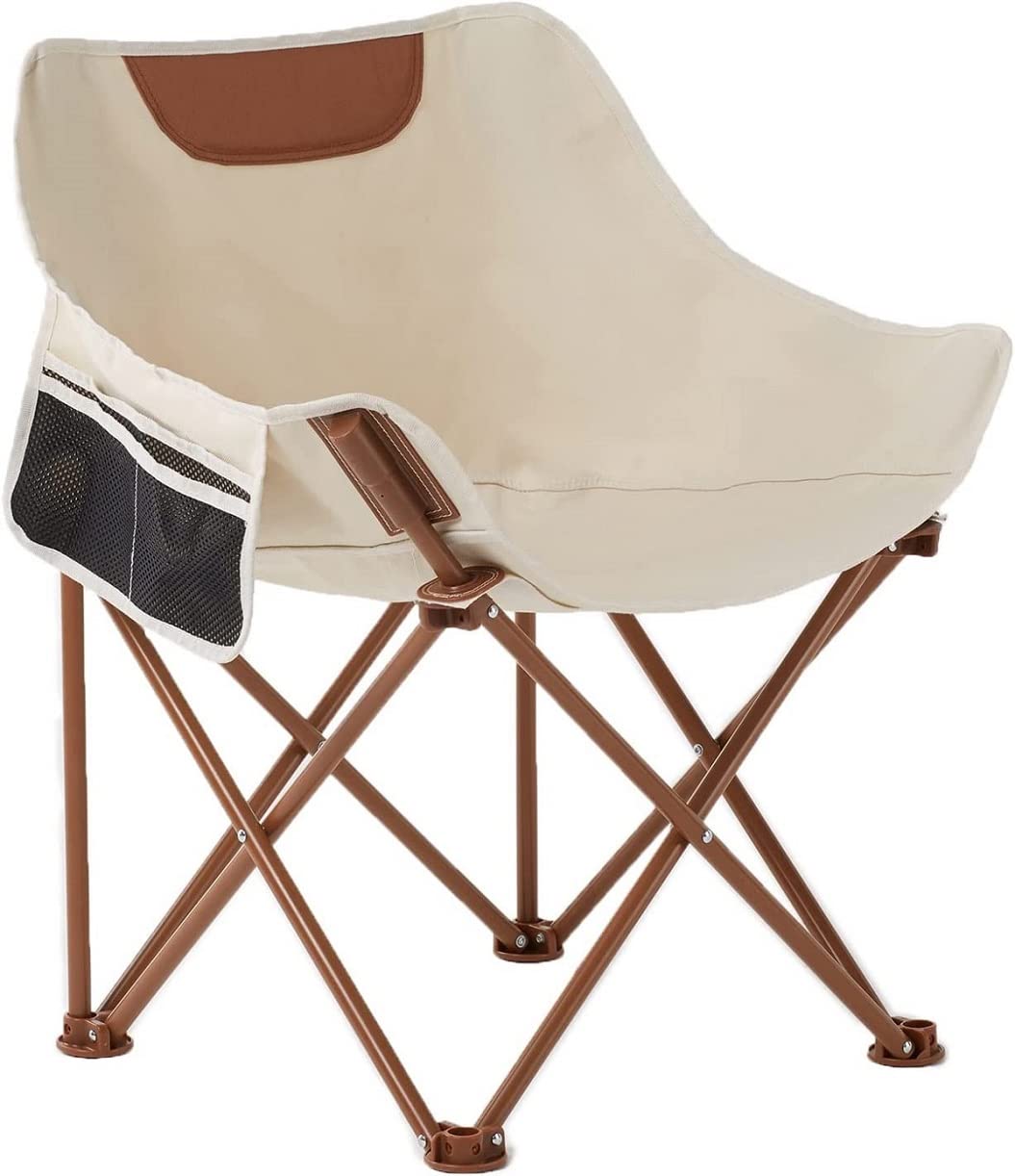 SiegenPro Folding Chair Oxford Fabric Camping Chair Garden Leisure Chair Lounge Outdoor Beach Chair with Phone Pocket Heavy Duty Fishing Chair Easy Foldable Chair Bears 150kg Weight (White, 70)