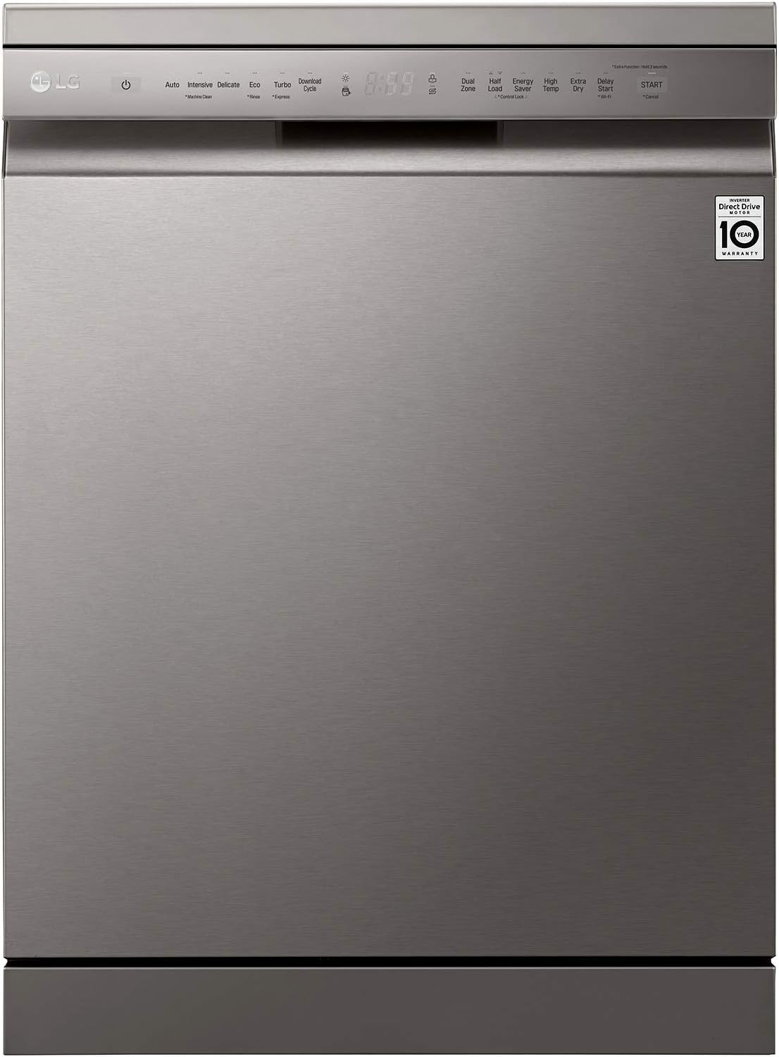 Lg 8 Programs 14 Place Settings Free Standing Dishwasher, Platinum Silver - Dfb512Fp,"Min 1 year manufacturer warranty"