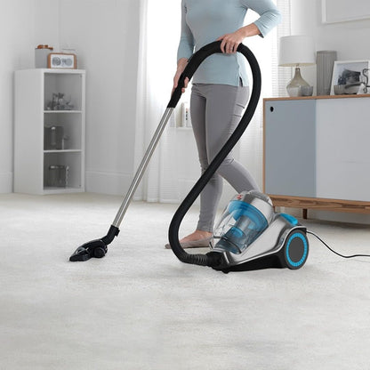 Hoover Power 7 Bagless Cyclonic Canister Vacuum Cleaner with HEPA Filter, Powerful Performance with 2400W for Home and Office, 4 Litre Large Capacity, Blue-Silver - HC84-P7A-ME