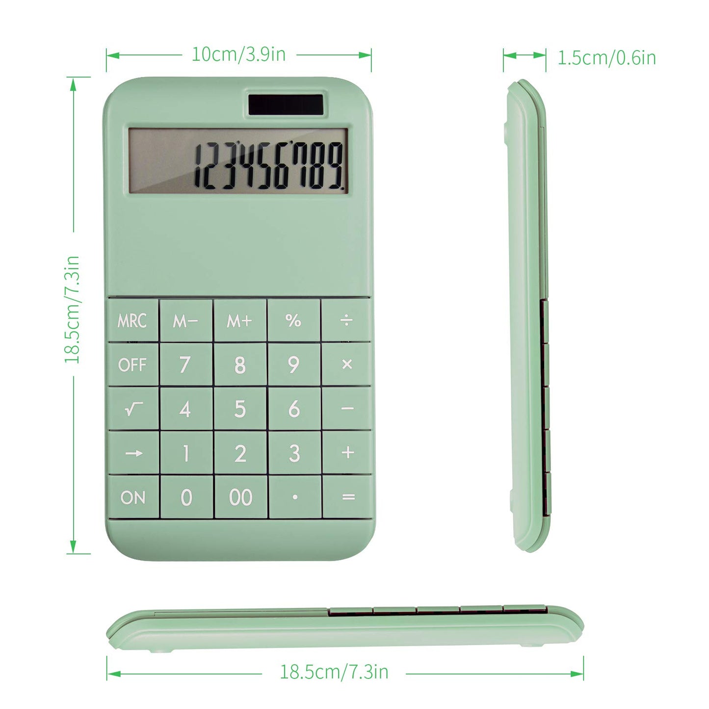 EooCoo Basic Standard Calculator 12 Digit Desktop Calculator with Large LCD Display for Office, School, Home & Business Use, Modern Design - Green