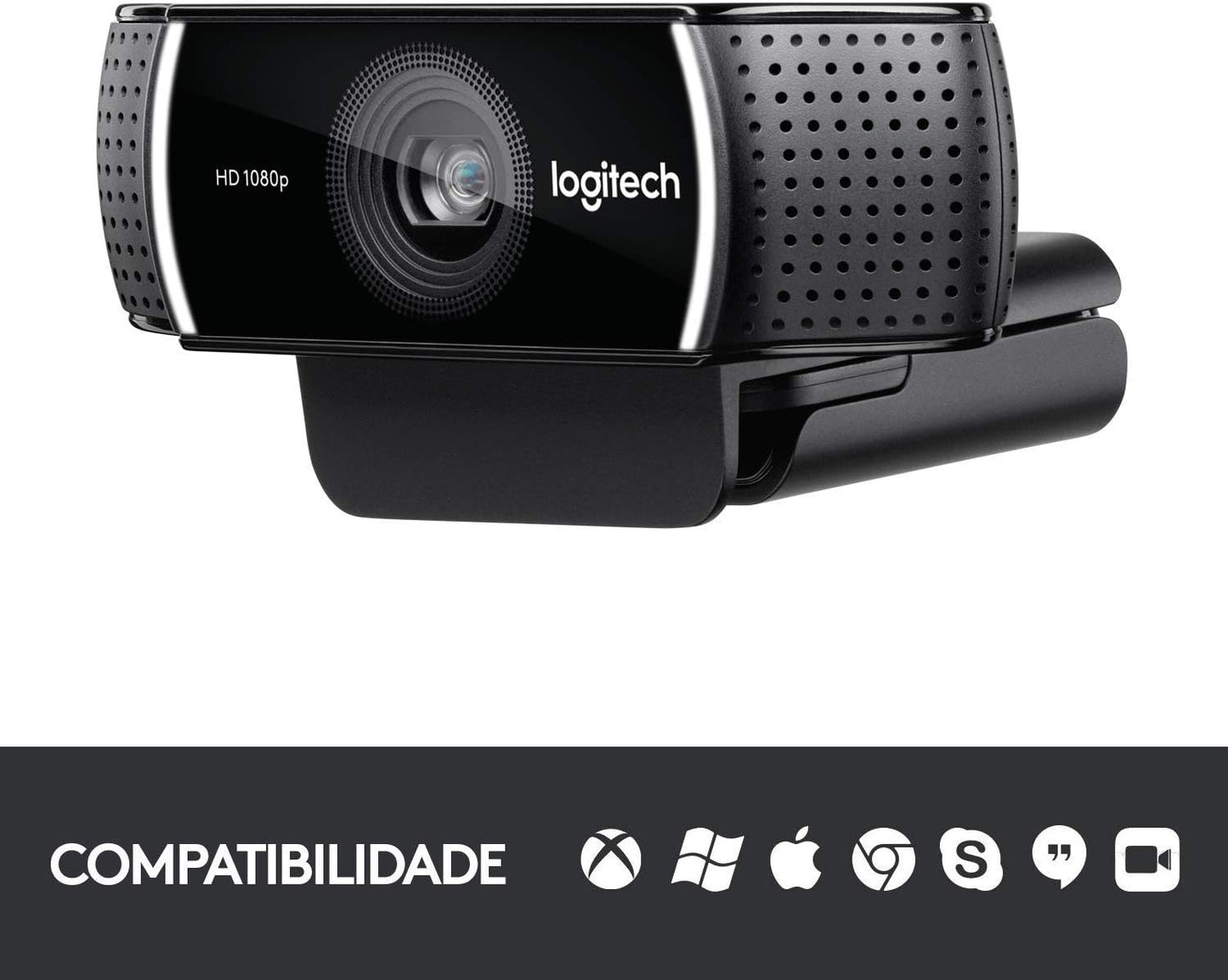 Logitech C922 Pro Stream Webcam 1080P Camera for HD Video Streaming & Recording 720P at 60Fps with Tripod Included