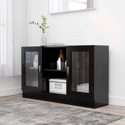 vidaXL Sideboard Storage Cupboard Side Buffet Cabinet Home Organiser Furniture Living Room Bedroom Indoor Decoration Black Engineered Wood