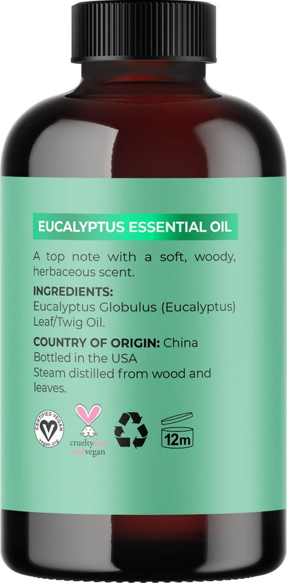 Pure Essential Oil - Premium Therapeutic Grade Essential Oils for Diffuser Plus Healthy Hair Skin and Nails Support - Undiluted (Eucalyptus)