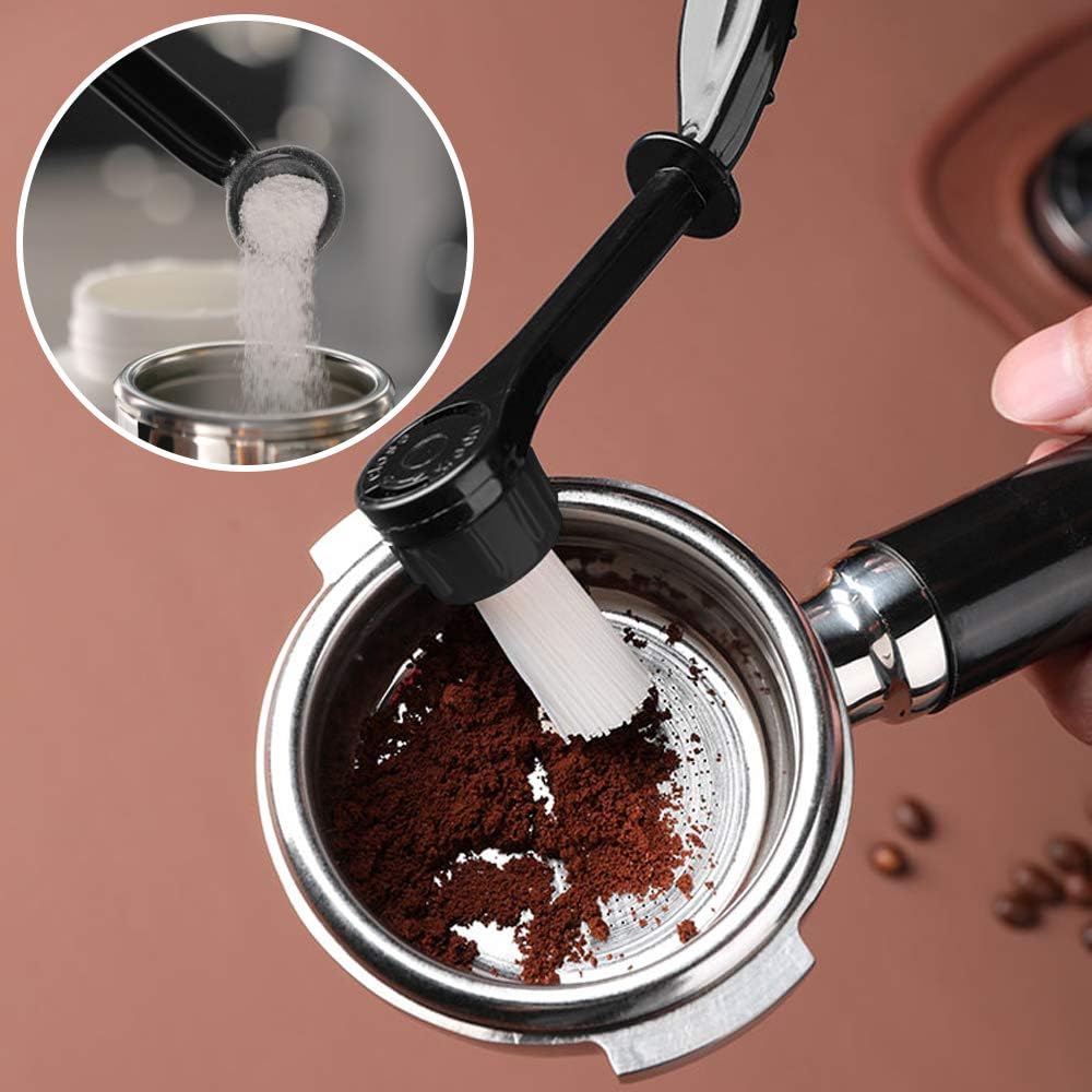 5 Pcs Coffee Machine Cleaning Brush,DanziX Brush with Wood Handle and Spoon for Cleaning Coffee Machine,Coffee Grinders and Other Home Kitchen Usages