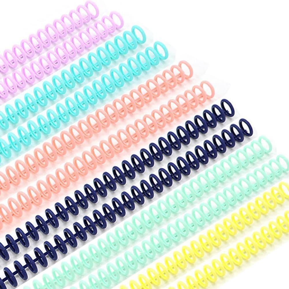 Goodern 12 Pack Spiral Binding Coils,Colored Coil Bindings Spines,Plastic Loop Wire Binding Spines,DIY Notebook Binding Spirals,Spiral Binding Rings for Teacher Student Document,School Office Supplies