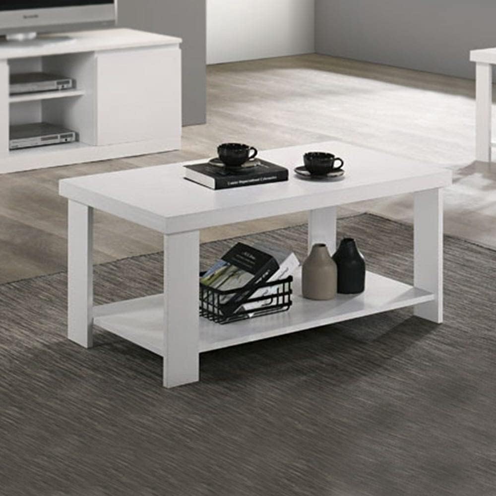 Danube Home Cenon Coffee Table | Multifunctional Living Room Table | Space Saving Rectangular Center Table | Modern Design Coffee Table Furniture For Home (L100Xw50Xh45Cm) - White