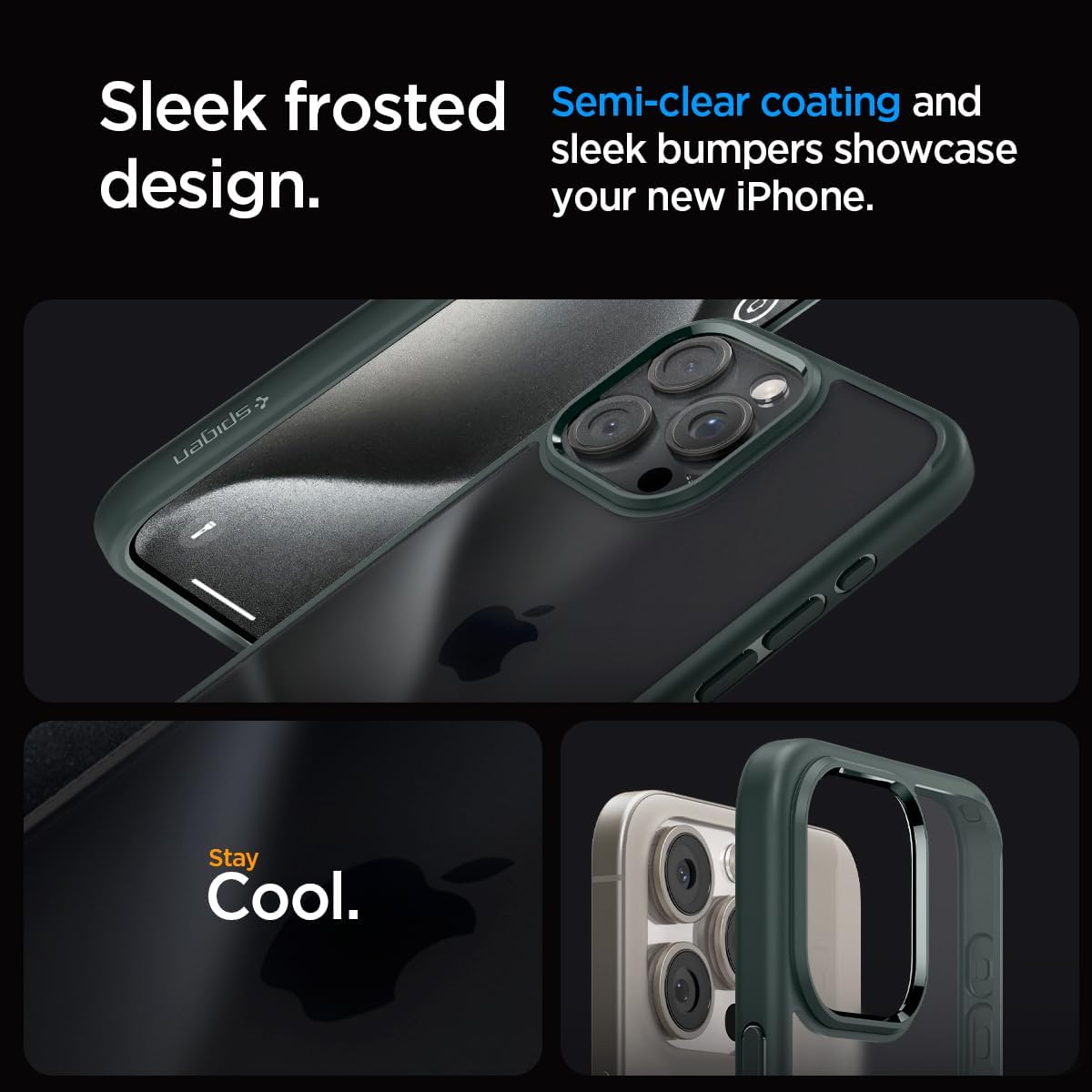 Spigen Ultra Hybrid designed for iPhone 15 Pro Max case cover (2023) - Frost Black - CaveHubs