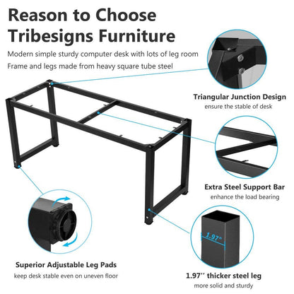 Tribesigns Computer Desk, Large Office Desk Computer Table Study Writing Desk for Home Office, Walnut + Black Leg, 63 X 23.6 inch