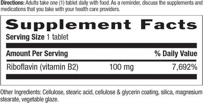 Country Life Vitamin B2 100 mg Tablets 100's