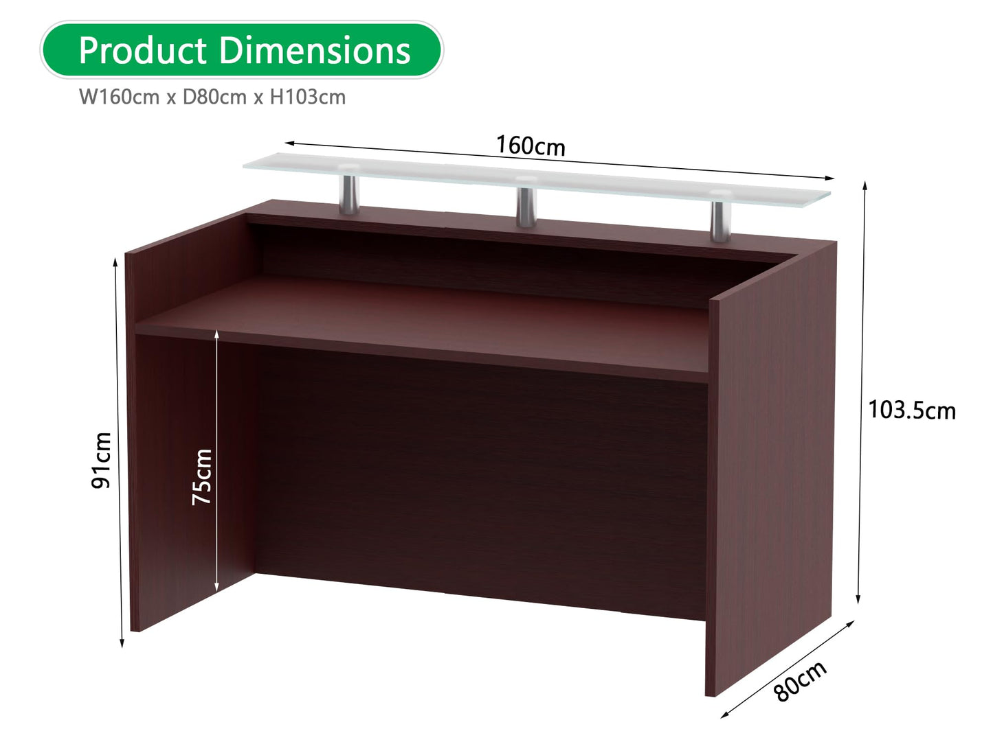 Mahmayi REC-2 Designer Reception Desk For Office Space, Front Office Desk (White-Coco Bolo)