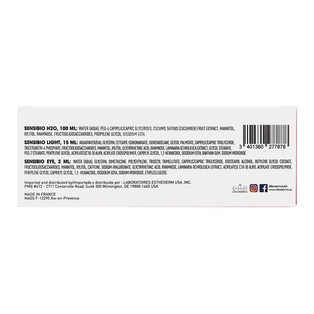 Bioderma Sensibio H2O Soothing Micellar Cleansing Water and Makeup Removing Solution for Sensitive Skin - Face and Eyes - 3.33 Fl Oz (Pack of 3)