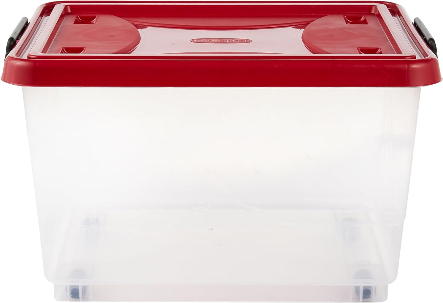 Cosmoplast 55L Clear Plastic Storage Box with Wheels & Lockable Lid Set of 6