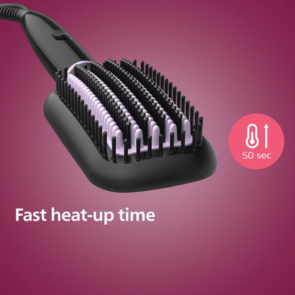 Philips StyleCare Essential | Heated Straightening Brush | Tourmaline Ceramic Coating | 2 Temperature Settings | Hair Straightener | ThermoProtect Technology | 2 Years Warranty | BHH880/03