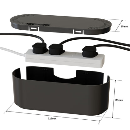 D-Line Cable Tidy Box, Hide and Conceal Extension Blocks and Electrical Cables, Fully Safety d Cable Management Solution, Made from Robust Electrically-Safe ABS Material - Small, Black