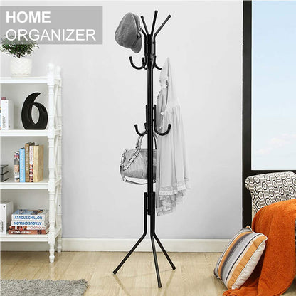 Showay Home Organizer Steel Standing Coat Rack With Hooks Clothes Jacket Hat Umbrella Organizer Holder Furniture For Home Bedroom Entryway