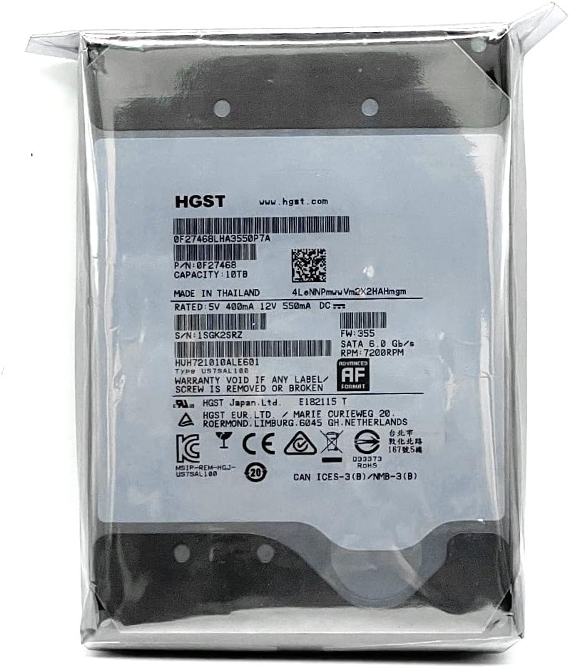 MDD - HGST He10 (HUH721010ALE601) 10TB 7200RPM 128MB Cache SATA 6.0Gb/s 3.5inch Enterprise Hard Drive - 5 Year Warranty (Renewed)