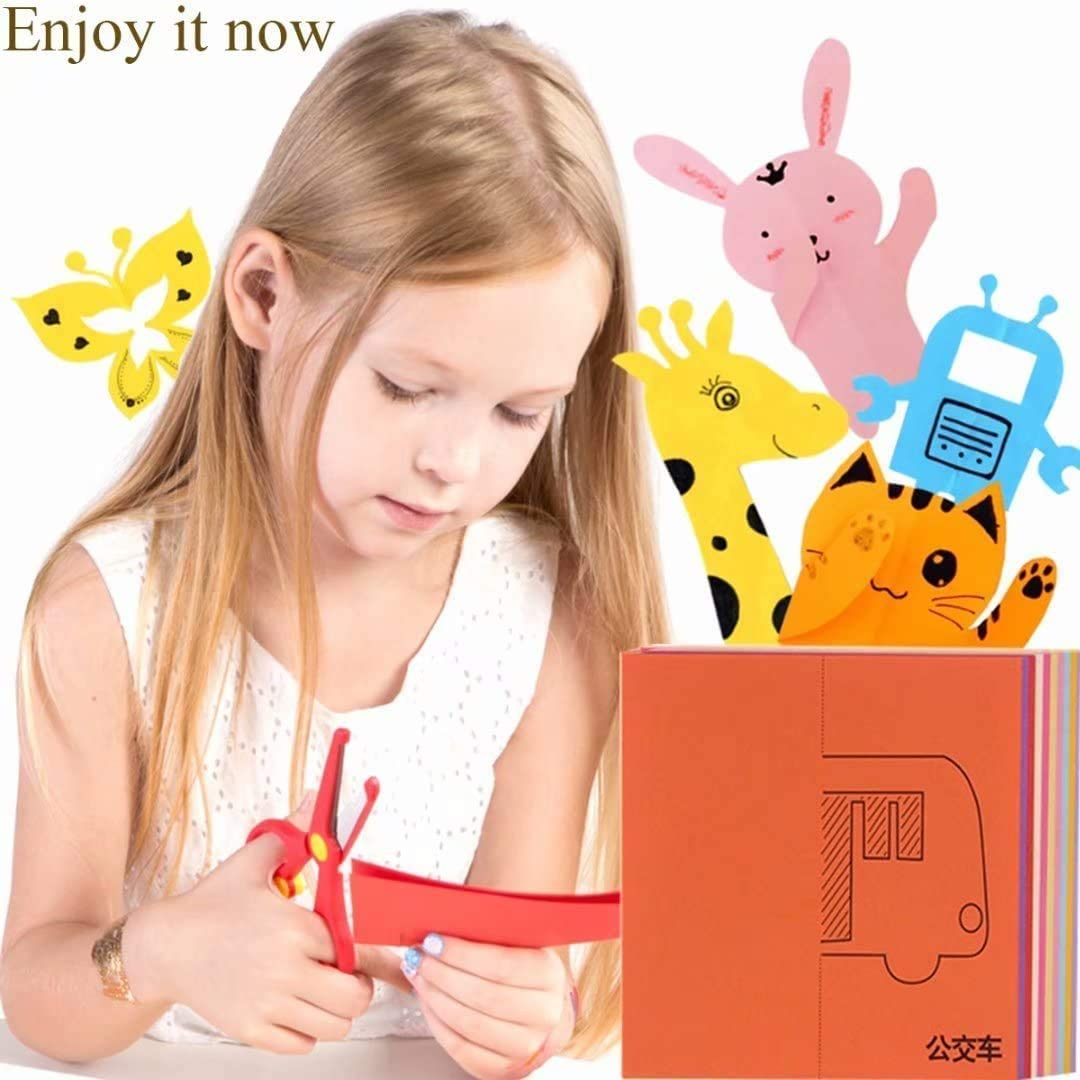 Nyganmelloz Fun Paper Cut Set; Paper Cutting; Paper Art; Scissor Skills Activity Cutting Book; Kids Scissors Crafts Kits Preschool 120 Pages with A Piece of Child Safe Scissors