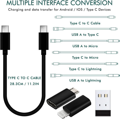 Wayona All In One 60W USB Fast Charging Travel Cable Set with Type C, Lightening and Micro Port Inbuilt Mobile Stand Compatible with iPhone, iPad, Samsung Galaxy, OnePlus, Mi, Oppo (All in 1, Black)