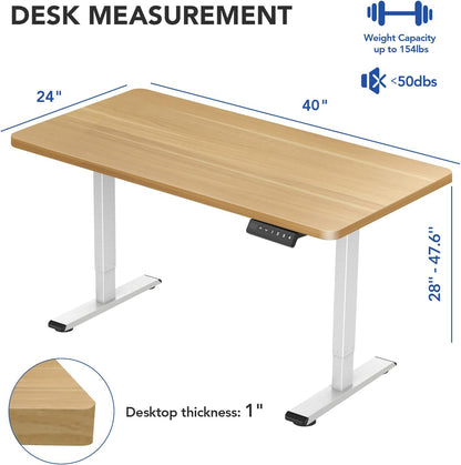 Flexispot EN1 Height Adjustable Standing Desk with Memory Height Adjustable Whole-Piece Desk Top (55x28, Black Frame + White Top)