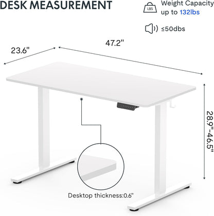 Flexispot EN1 Height Adjustable Standing Desk with Memory Height Adjustable Whole-Piece Desk Top (55x28, Black Frame + White Top)