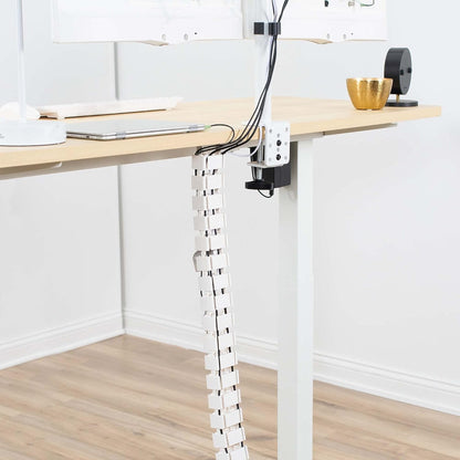 VIVO Vertebrae Cable Management Kit, Height Adjustable Desk Quad Entry Wire Organizer, White, DESK-AC01C-W