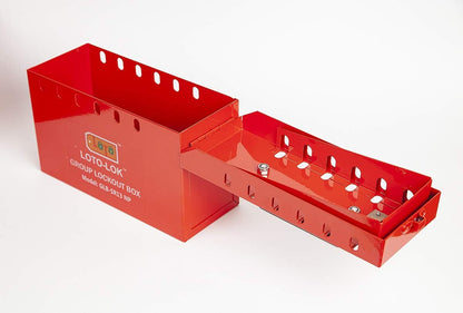 LOTO-LOK - Group Lock Box - Steel, Red color powder coated, Accommodates 1 Primary & 12 Secondary Padlocks. (GLB-SR13-NP)