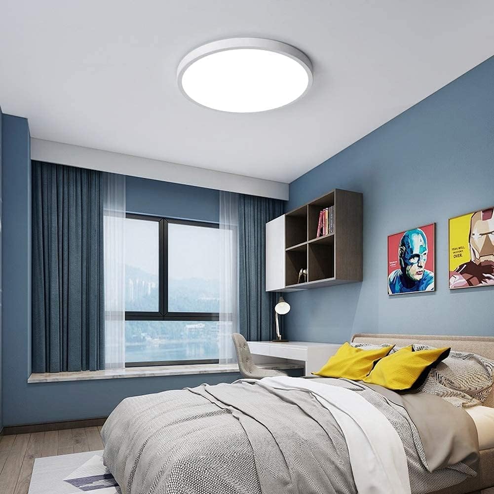 Ganeed Modern 38W Ultra-thin LED Ceiling Light, 40cm Super Bright Flush Mount Ceiling Light Fixture, 6500K Cool White Round Ceiling Lamp for Bedroom Living Dining Room Kitchen Office