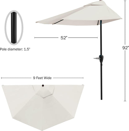 Pure Garden 9' Half Round Patio Umbrella