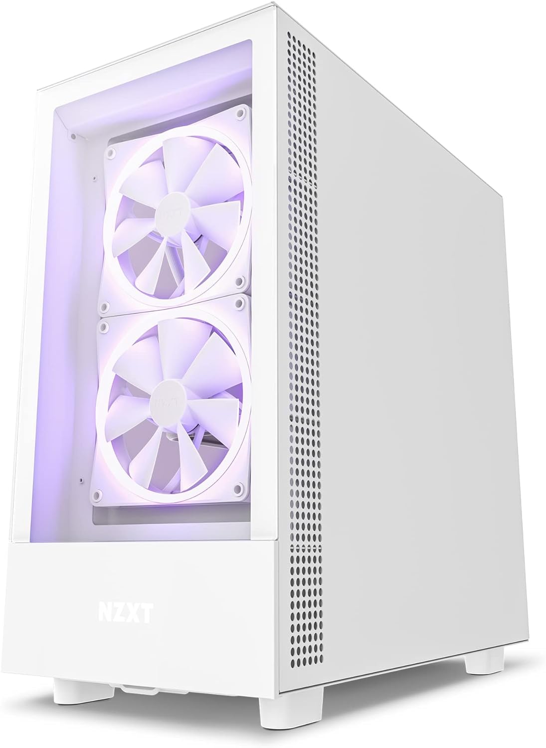 NZXT H5 Flow Compact ATX Mid-Tower PC Gaming Case – High Airflow Perforated Front Panel – Tempered Glass Side Panel – Cable Management – 2 x 120mm Fans Included – 280mm Radiator Support – White