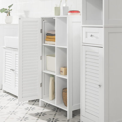 SoBuy (UAE STOCK) SoBuy BZR39-W, Bathroom Cabinet Bathroom Storage Cabinet Cupboard with 3 Shelves and 1 Shutter Door, W48 x D24 x H96cm