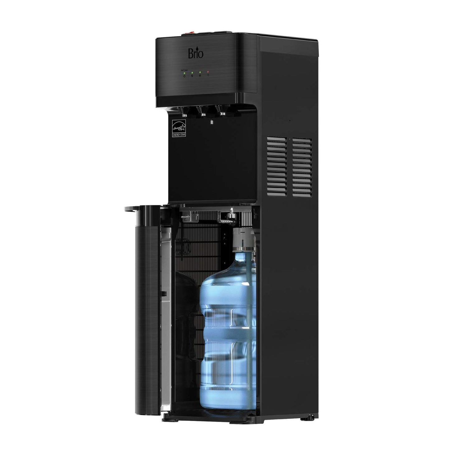 Brio Self Cleaning Bottom Loading Water Cooler Water Dispenser Black Stainless Steel 3 Temperature Settings Hot, Room & Cold Water UL/Energy Star Approved, CLBL520SCBLK