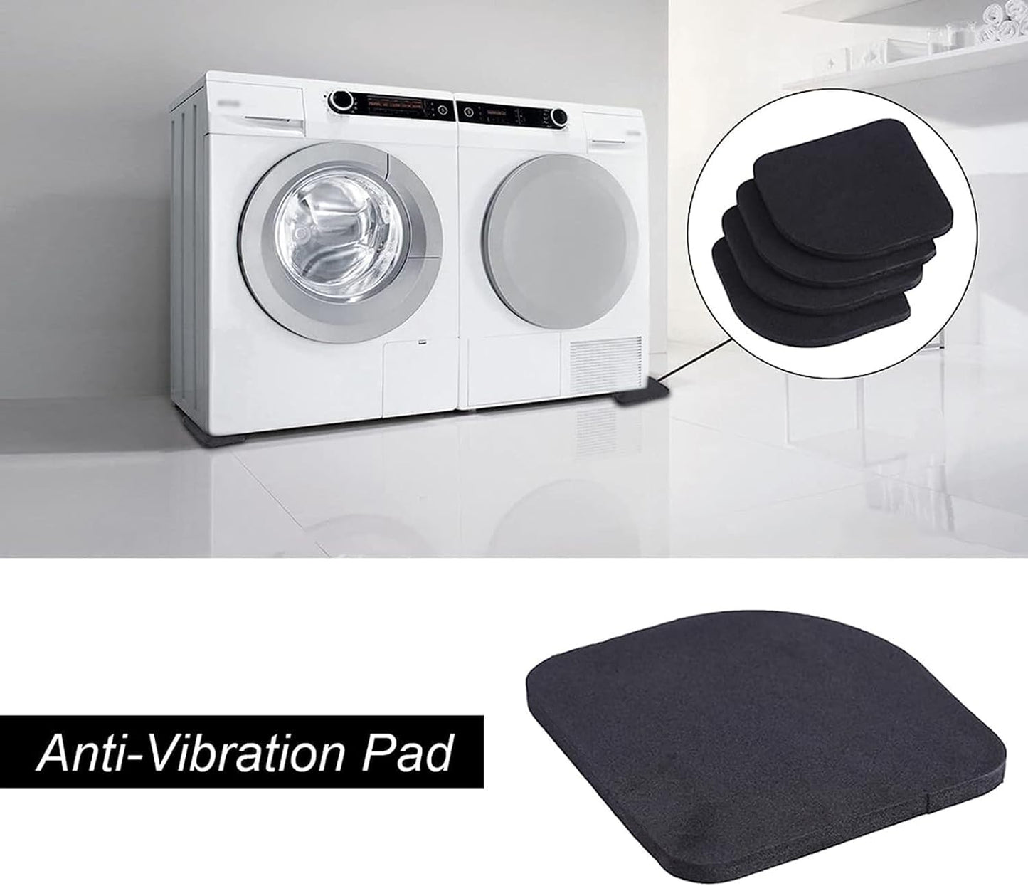 AJIODA Shock Absorbing Washer Pads, Anti-Vibration Washer Mat Non-Skid Protector Mat EVA Rubber Mats Protect Floor Prevent Noise for Washing Machine Dryers Refrigerator Furniture Sofa Table Leg