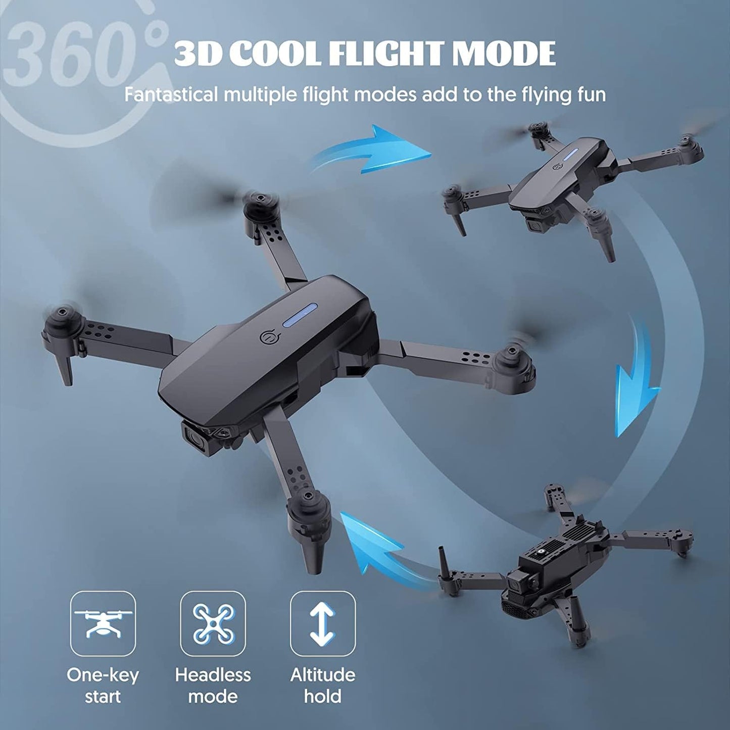 Mini Drone with Camera RC Drone Foldable Drone with Carrying Case, 2 Batteries, 90° Adjustable Lens, One Key Take Off/Land, Altitude Hold, 360° Flip, Toys Gifts for Kids and Adults(D)