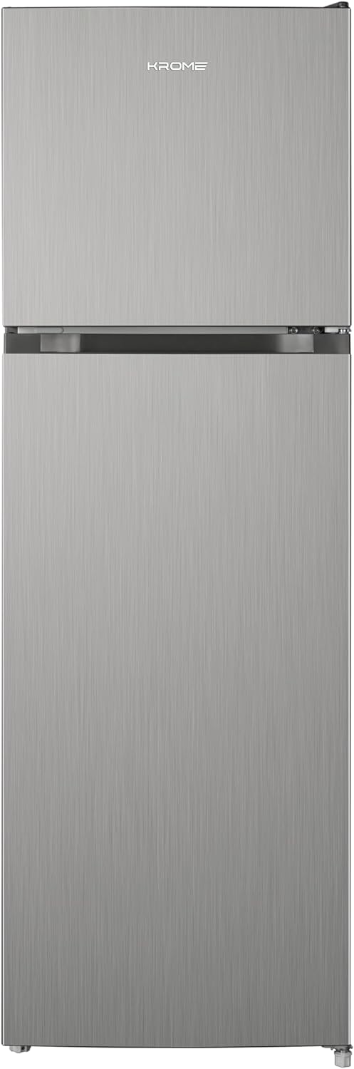 KROME 330L Gross,Double Door Top Mounted Refrigerator with Multi Air Flow System,No-Frost Cooling with Electronic Touch Temperature Control,Door Alarm,Silver,10 Year Compressor Warranty - KR-RFF 330SM