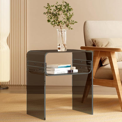 CJYSHOP Acrylic End Table Acrylic Side Table 2-Tier Bedside nightstand Modern Design Table Home Decor Display for Bedroom Living Room Black (white)