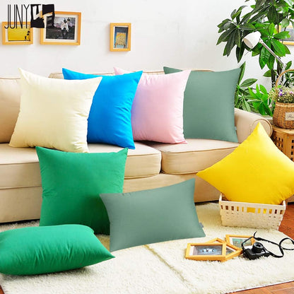 4-Pack 100% Cotton Comfortable Solid Decorative Throw Pillow Case Square Cushion Cover Pillowcase Sublimation Blank Pillow Covers(Cover Only,No Insert)(20x20inch/50x50cm, Christmas Green)