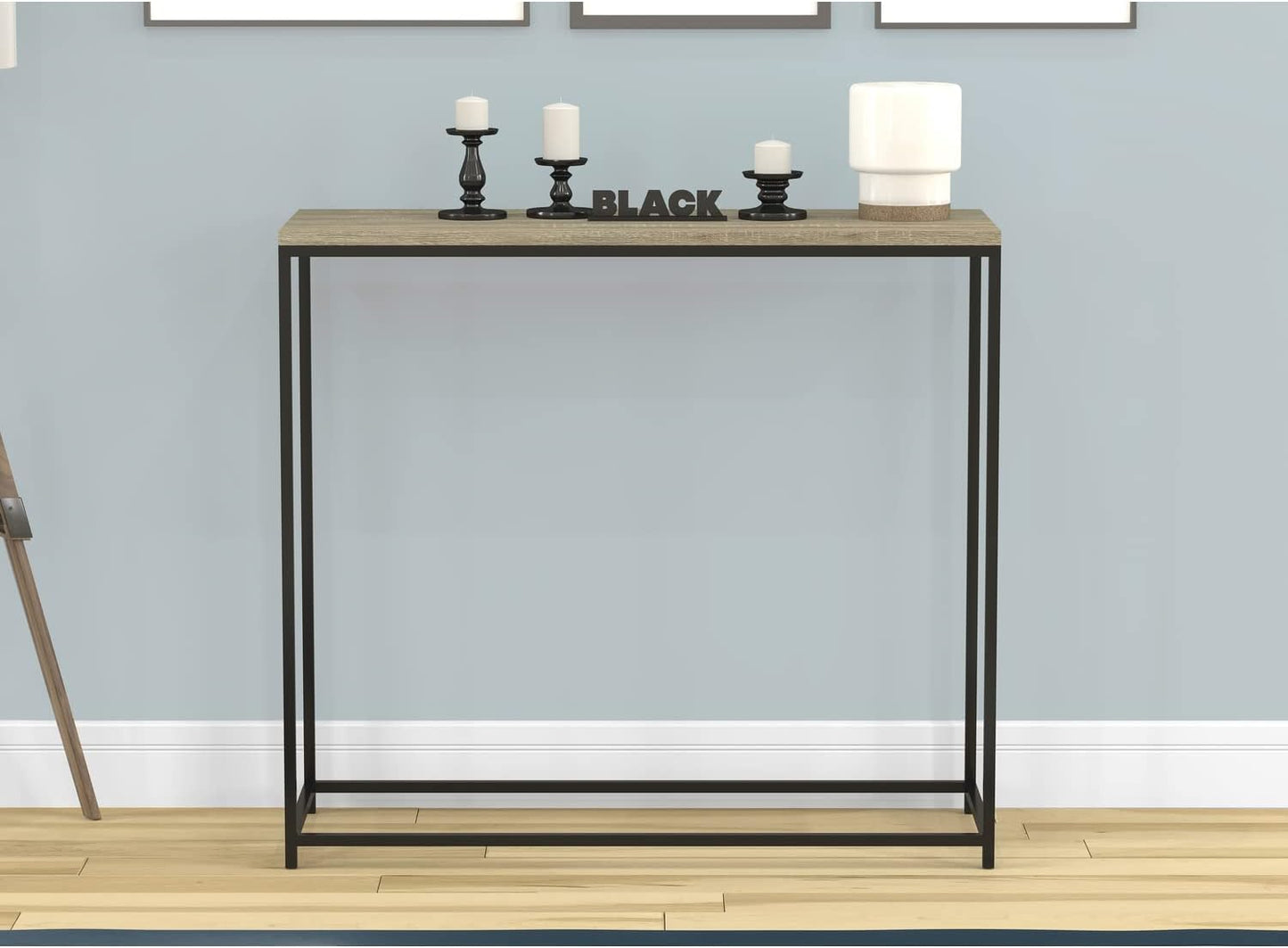 Safdie Console Table-Dark Taupe/Black Metal -