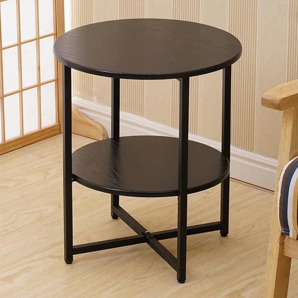 BBAUER Round Storage End Table,Sofa Tea Coffee Table,Bedside End Table,Nightstand,Coffee Round Table with Detachable Tray Top,Sofa Side Snack Table,for Living Room Bedroom