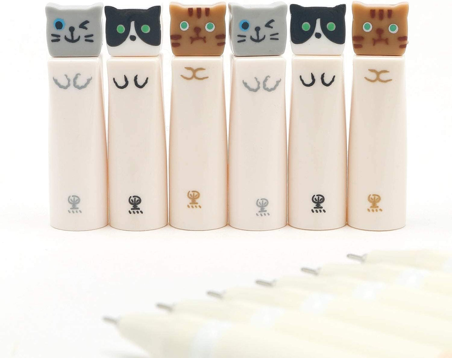 Black Ink Gel Pens, 0.38mm Cute Pens Japanese Kawaii Cat Gel Pens, Ultra Fine Point Fine Tip Pen Set Rollerball Pens for Stationary School Office Supplies, Great Art Crafts Scrapbooks (6 pack)