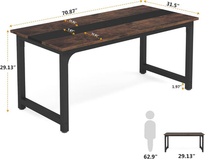 Tribesigns Computer Desk, Large Office Desk Computer Table Study Writing Desk for Home Office, Walnut + Black Leg, 63 X 23.6 inch