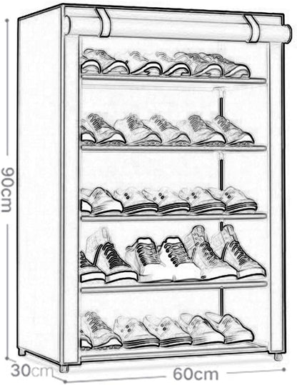 5-Layer Stylish Shoe Organizer, Shoe Rack for Entryway Hallway Storage Furniture with 5 Open Shelves Perfect for organizing shoes.