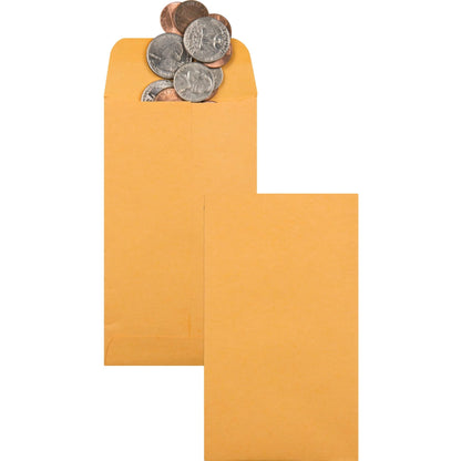 Quality Park #1 Coin And Small Parts Envelope With Gummed Flap For Home Or Office Use, 28 Lb. Brown Kraft, 2-1/4 X 3-1/2, 500 Per Box (50162)