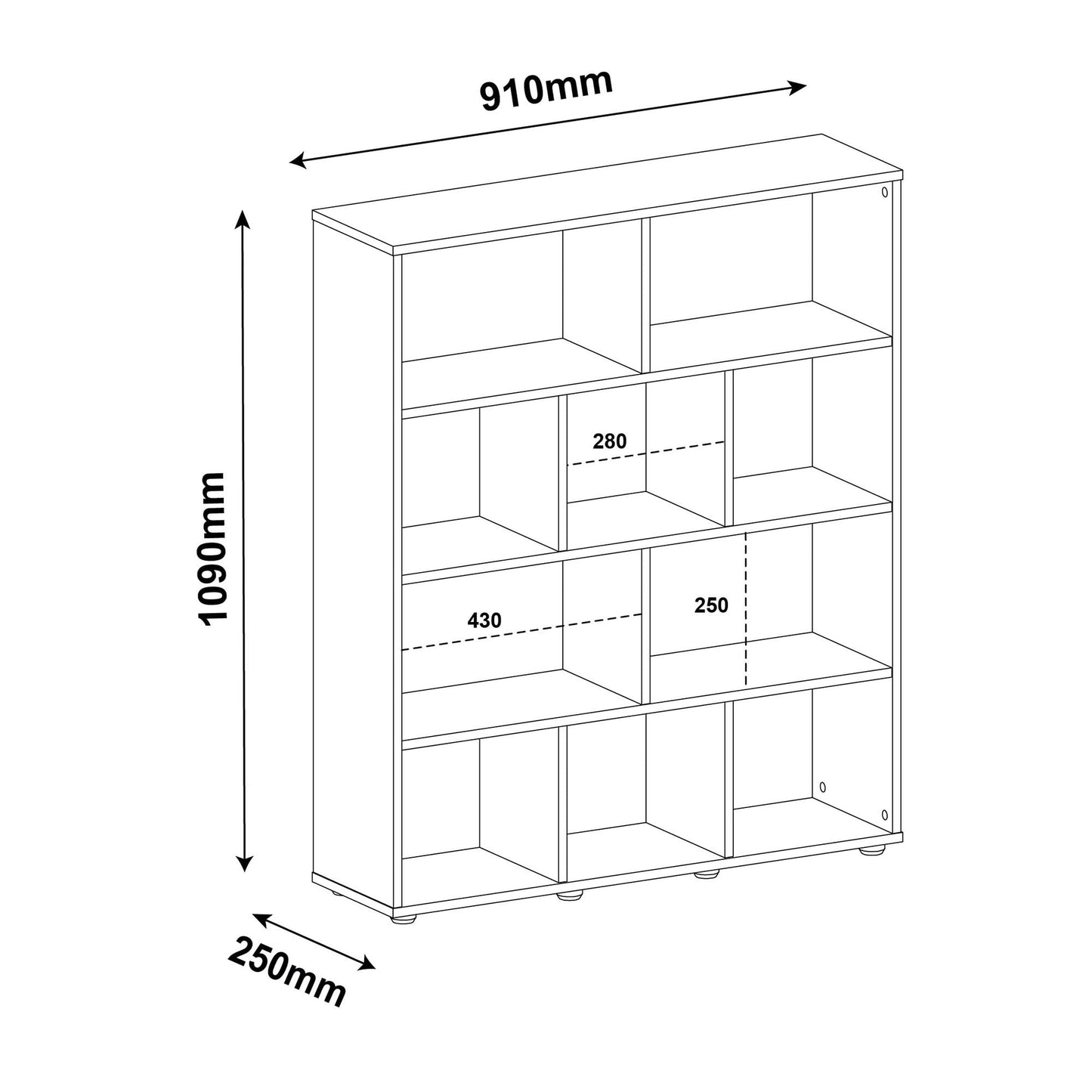 Artely MDF/MDP Book Shelf, Bookcase, Cabinet, Bookrack, Many Shelves, Ideal for Living Room, Bedroom, Office, Book Room, Rustic Brown, W 91 cm x D 25 cm x H 109 cm, DIY Assembly, 7899307514197