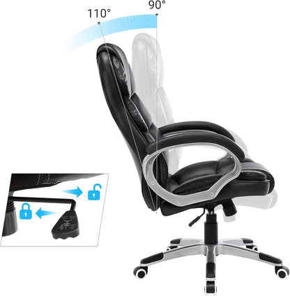 Songmics Office Chair Swivel Office Chair, Max. Load Capacity 150 Kg, Black Obg24B