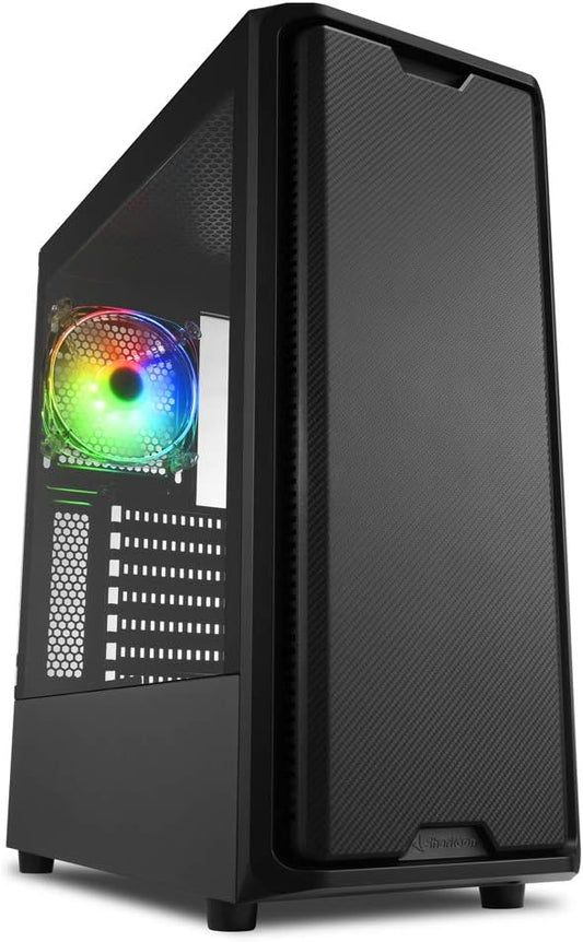 Sharkoon Carbon Fiber Style Front Panel, Max 13.2 inches (335 mm) Graphics Card, 4.7 (120 mm), Equipped with 1 ARGB Fan, Middle Tower PC Case, SK3 RGB