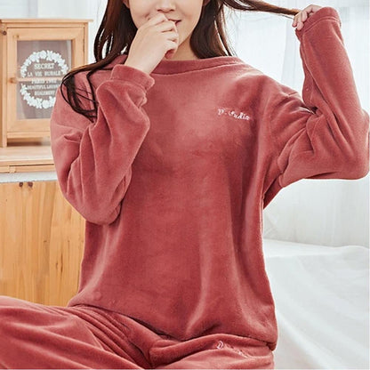 Sleepwear Pajamas For Men'S Winter Pajamas Couples Flannel Fleece Pijama Sleeping Suit Thickened Plush Warm Home Clothes